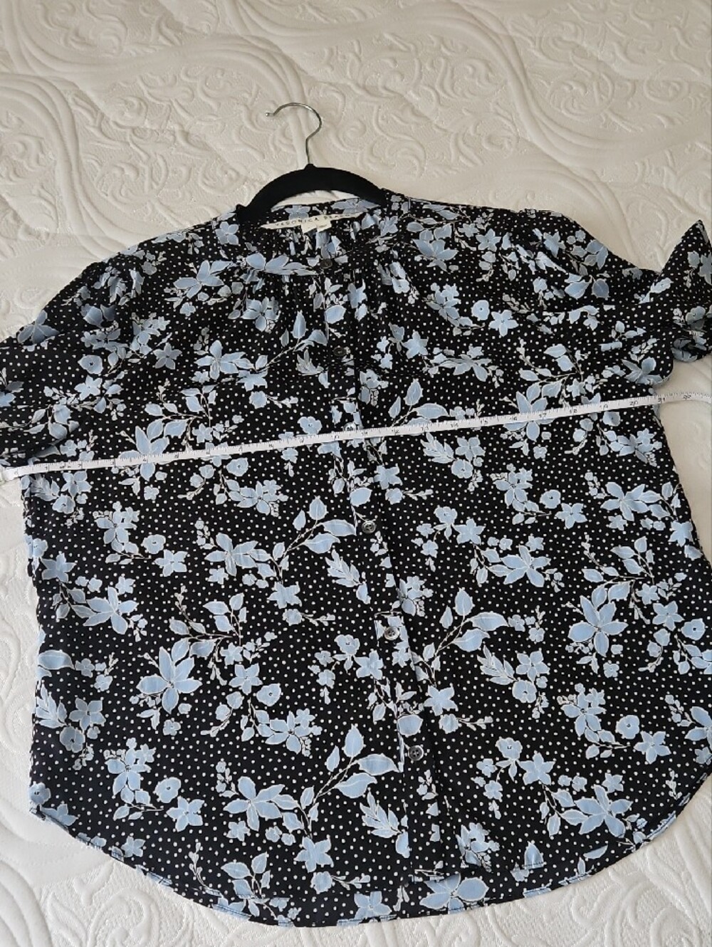 Veronica Beard SILK Black & Light Blue Floral Long-Sleeve Blouse - Picture 8 of 10